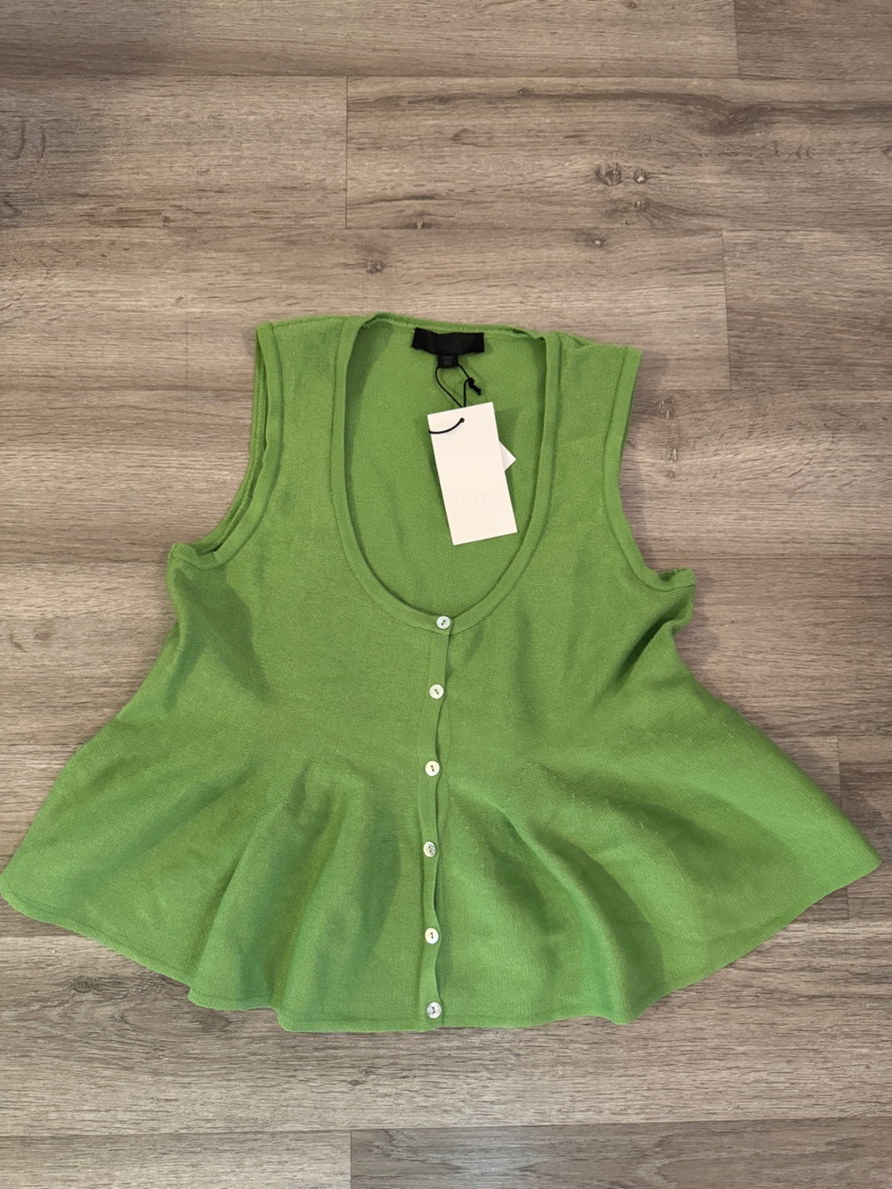 Zara Knit Button-Front Peplum Tank - Picture 2 of 6